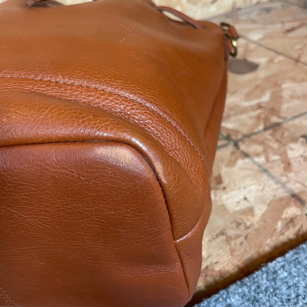 Madewell Bucket Bag Women Medium Cognac Brown Leather Drawstring Crossbody - Picture 11 of 16